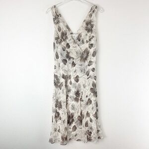 Vintage Ann Taylor LOFT Dress Womens 8 Floral 100% Silk Y2K Midi 90s Feminine